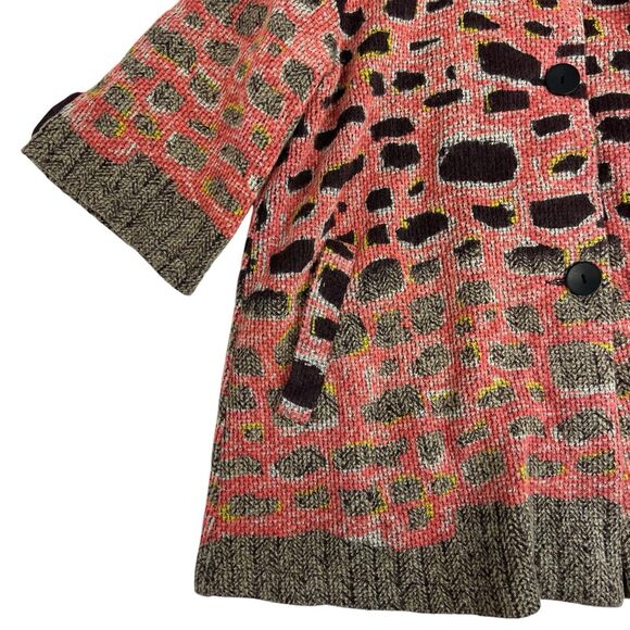 Damee Multicolor Abstract Animal Print Button 3/4 Sleeve Sweater XL Boho Hippie - Picture 6 of 13